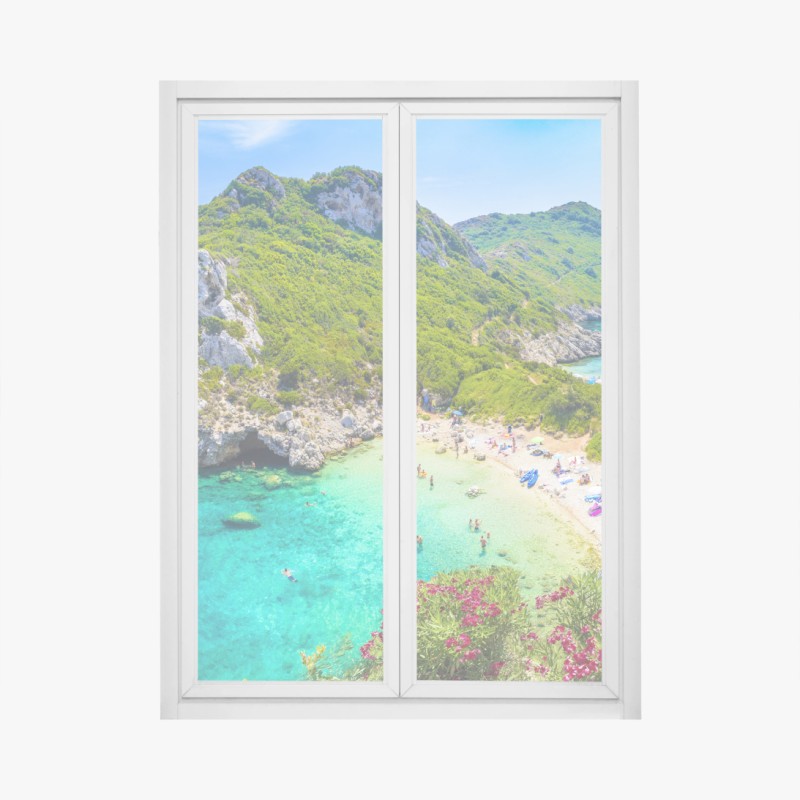 Adesivo per finestra panorama incantevole di Porto Timoni, Corfù