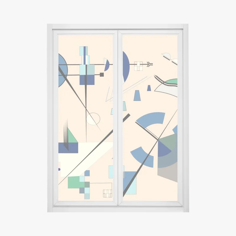 Adesivo per finestra composizione geometrica astratta in blu e verde