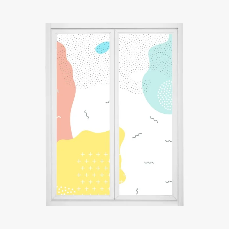 Adesivo per finestra design astratto colorato in stile memphis