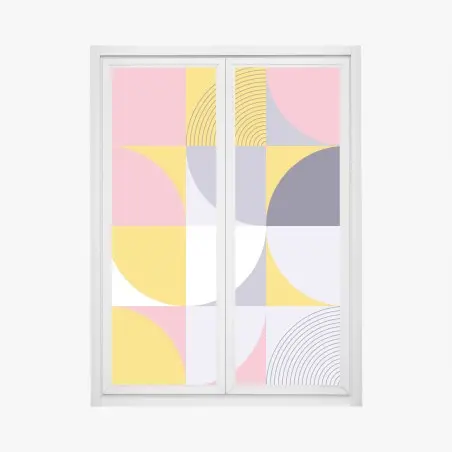 Adesivo per finestra motivo geometrico vivace a blocchi di colore • Wallissimo®