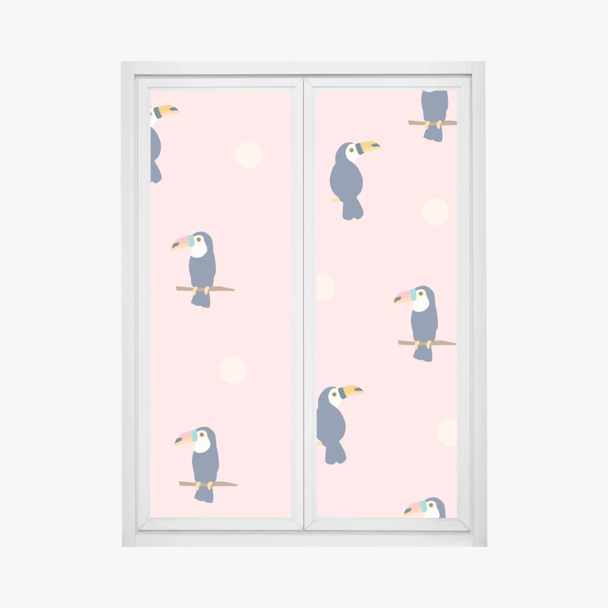 Adesivo per finestra tucani tropicali su sfondo rosa • Wallissimo® Adesivo per finestra tucani tropicali su sfondo rosa • Wallissimo®