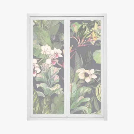 Adesivo per finestra motivo botanico tropicale acquerellato • Wallissimo®
