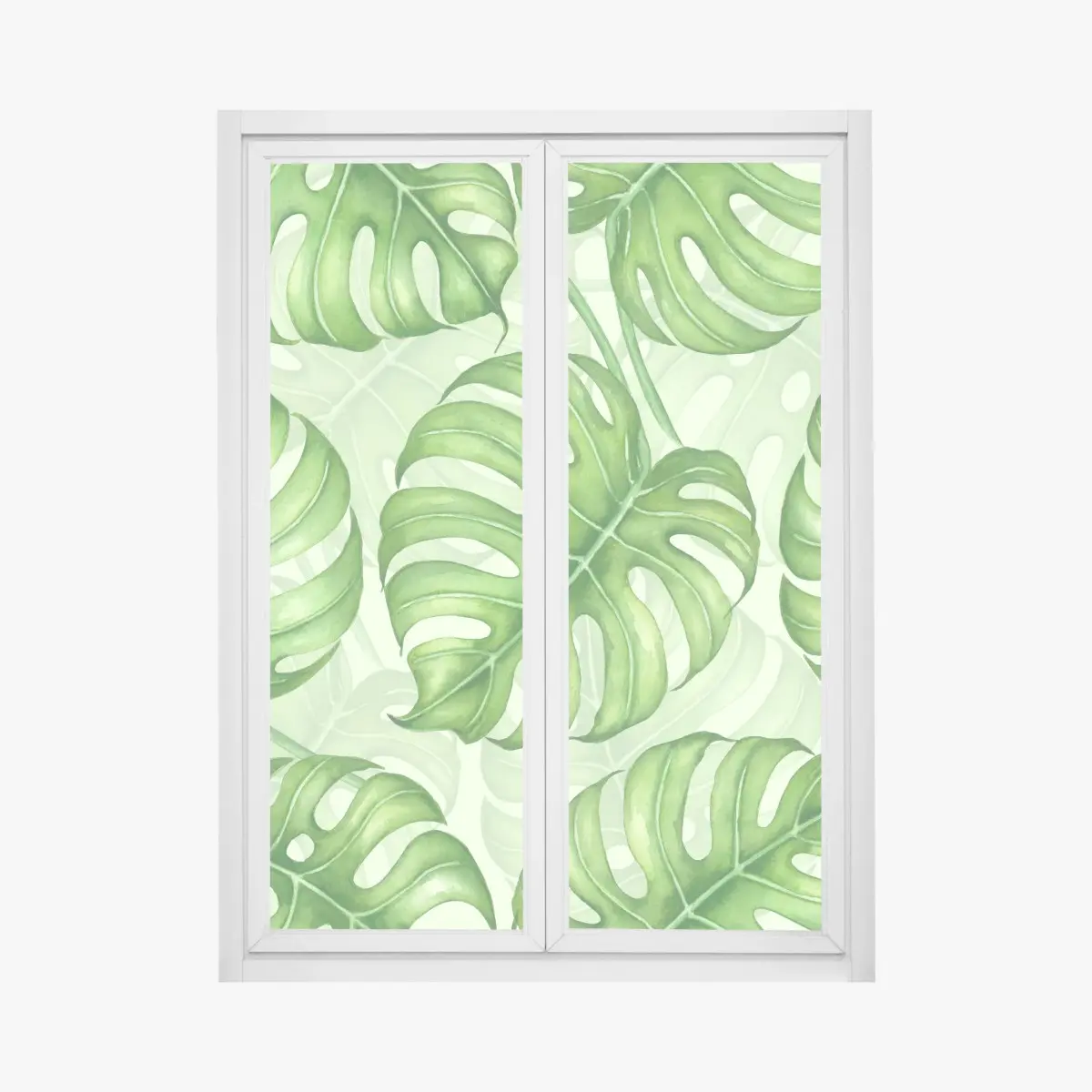 Adesivo per finestra motivo botanico di foglie di monstera in acquerello • Wallissimo® Adesivo per finestra motivo botanico di foglie di monstera in acquerello • Wallissimo®