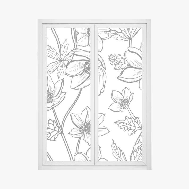 Adesivo per finestra motivo floreale a linee sottili