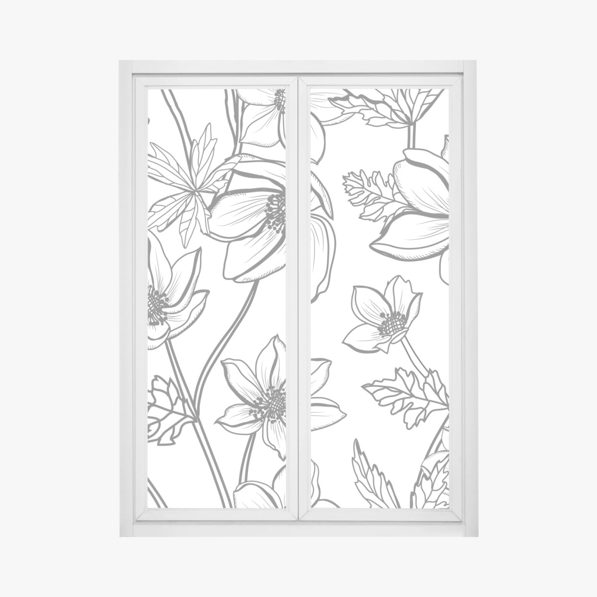 Adesivo per finestra motivo floreale a linee sottili • Wallissimo®