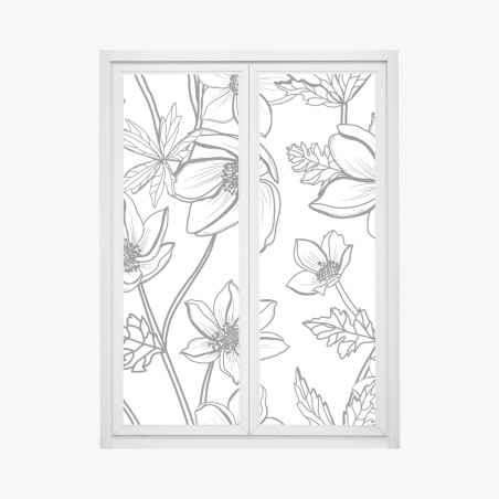 Adesivo per finestra motivo floreale a linee sottili • Wallissimo®