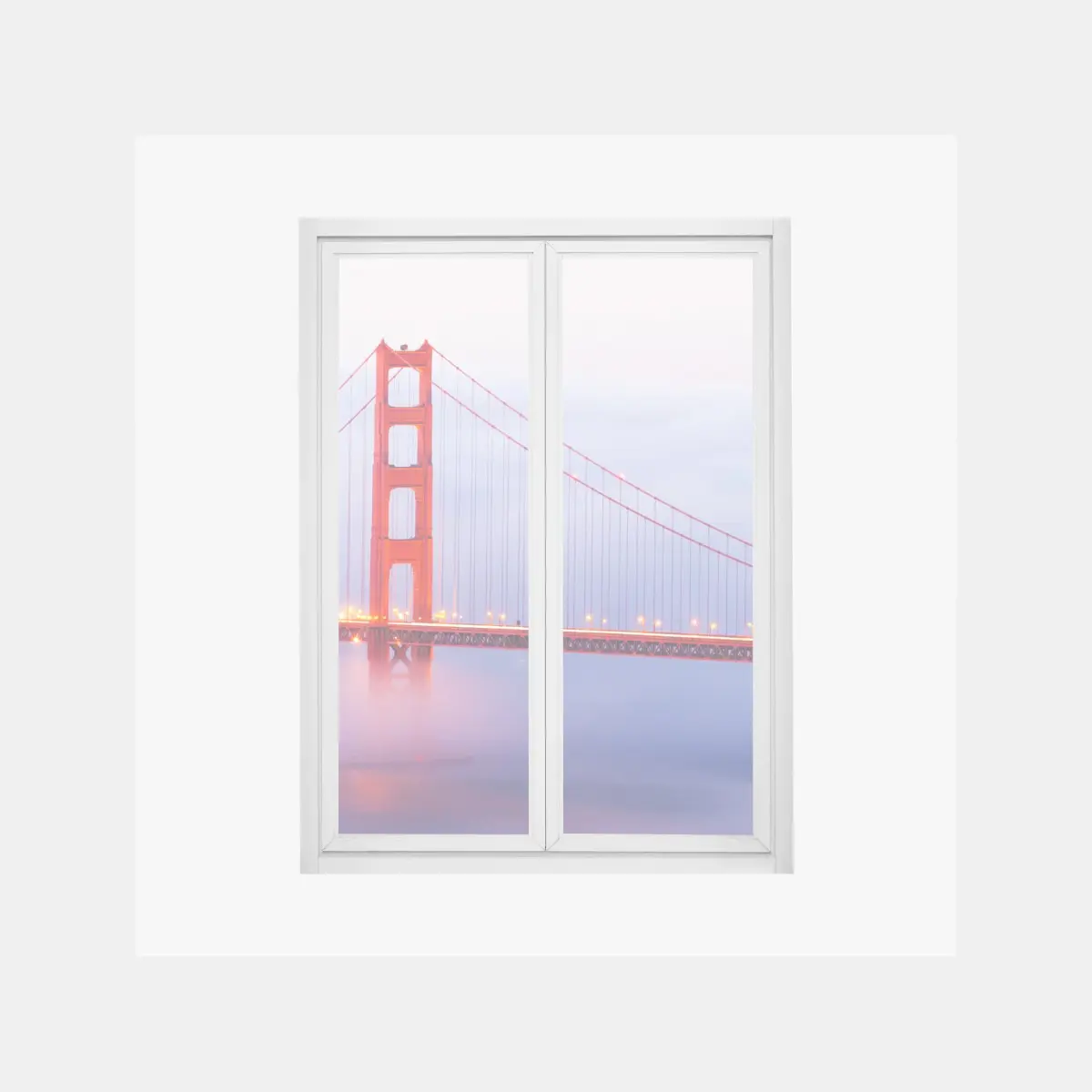 Adesivo per finestra tramonto sul Golden Gate nella nebbia • Wallissimo®