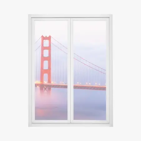 Adesivo per finestra tramonto sul Golden Gate nella nebbia • Wallissimo®