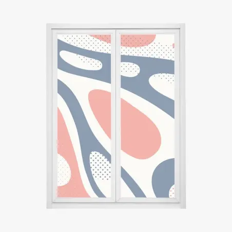 Adesivo per finestra composizione astratta pop art in toni corallo e blu • Wallissimo®
