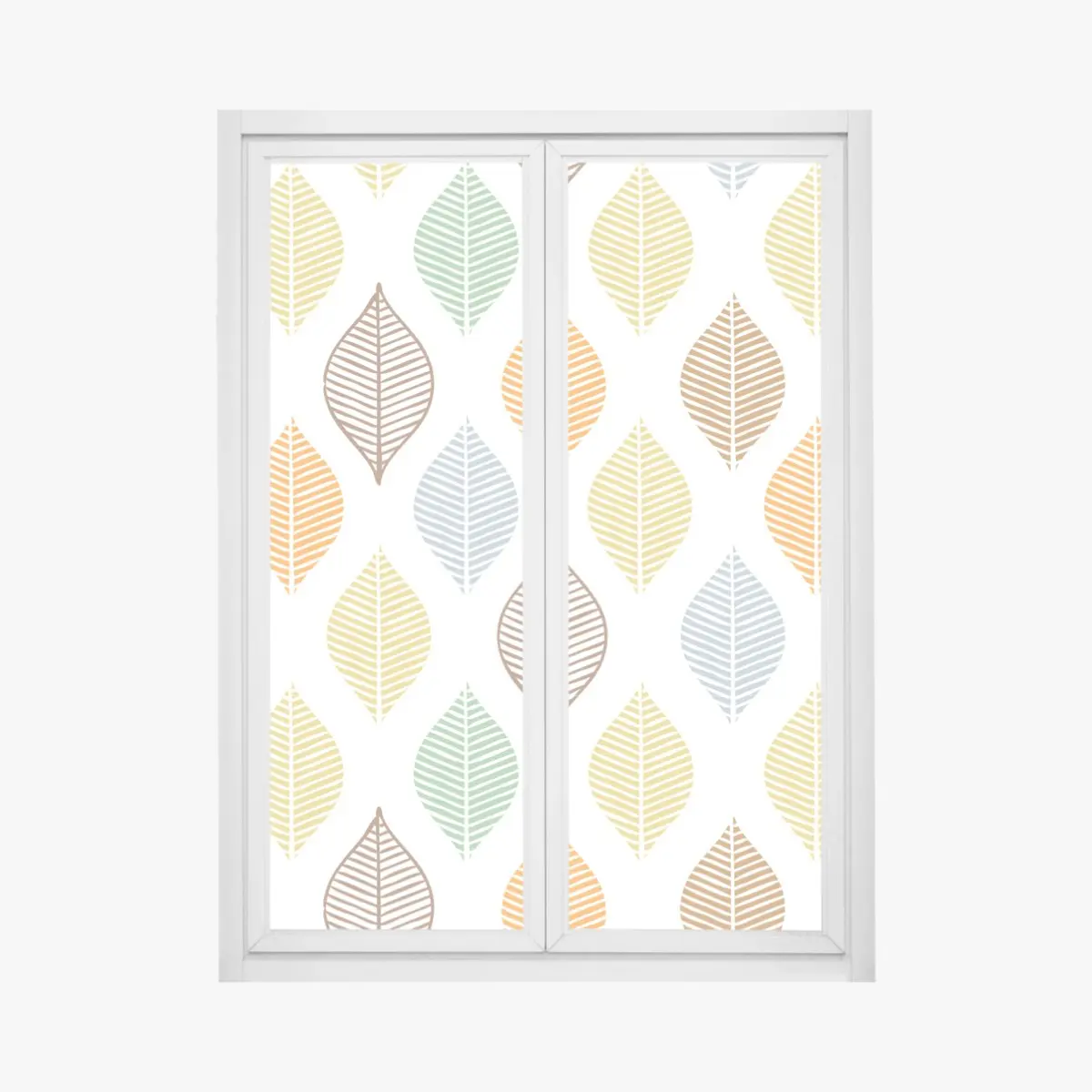 Adesivo per finestra motivo foglie colorate in stile geometrico • Wallissimo® Adesivo per finestra motivo foglie colorate in stile geometrico • Wallissimo®