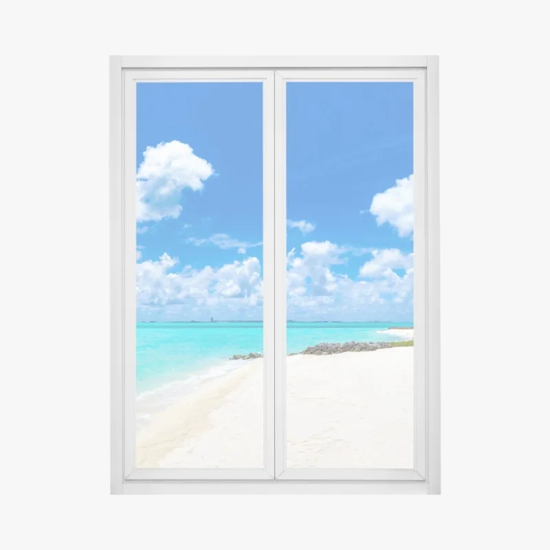 Adesivo per finestra spiaggia tropicale alle Maldive