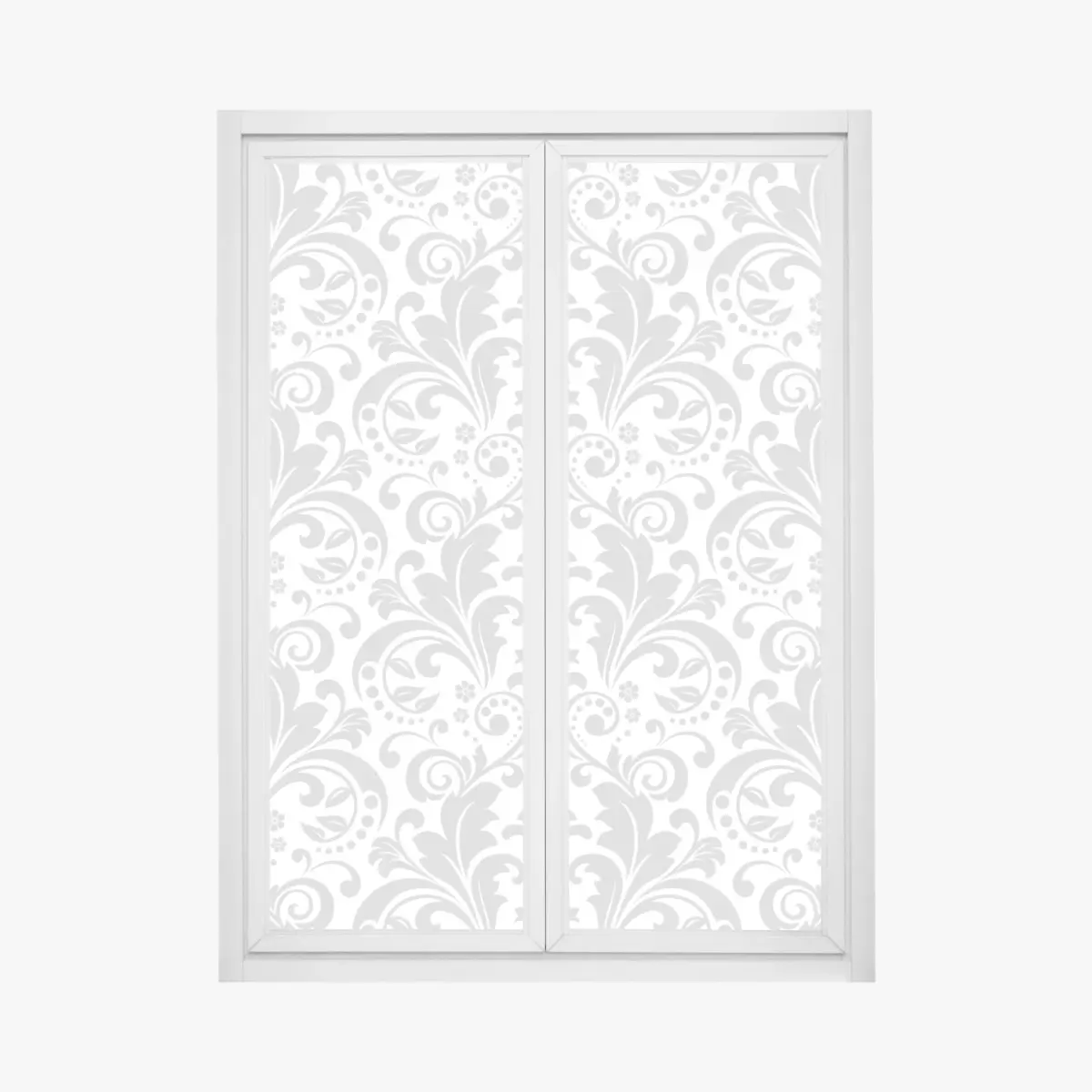 Adesivo per finestra motivo damascato elegante grigio e bianco • Wallissimo®