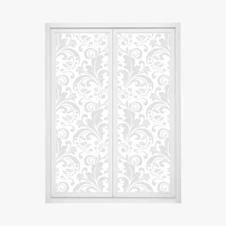 Adesivo per finestra motivo damascato elegante grigio e bianco • Wallissimo®