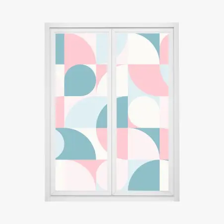 Adesivo per finestra motivo geometrico pastello in stile retro • Wallissimo®