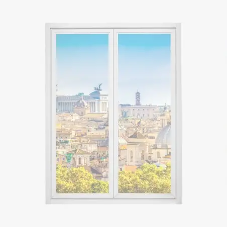 Adesivo per finestra skyline storico di Roma al tramonto • Wallissimo®