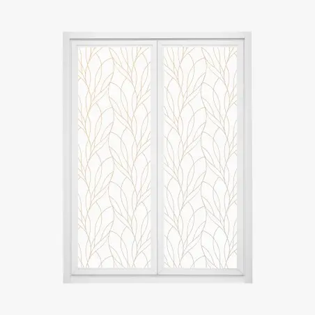 Adesivo per finestra elegante motivo di foglie dorate • Wallissimo®