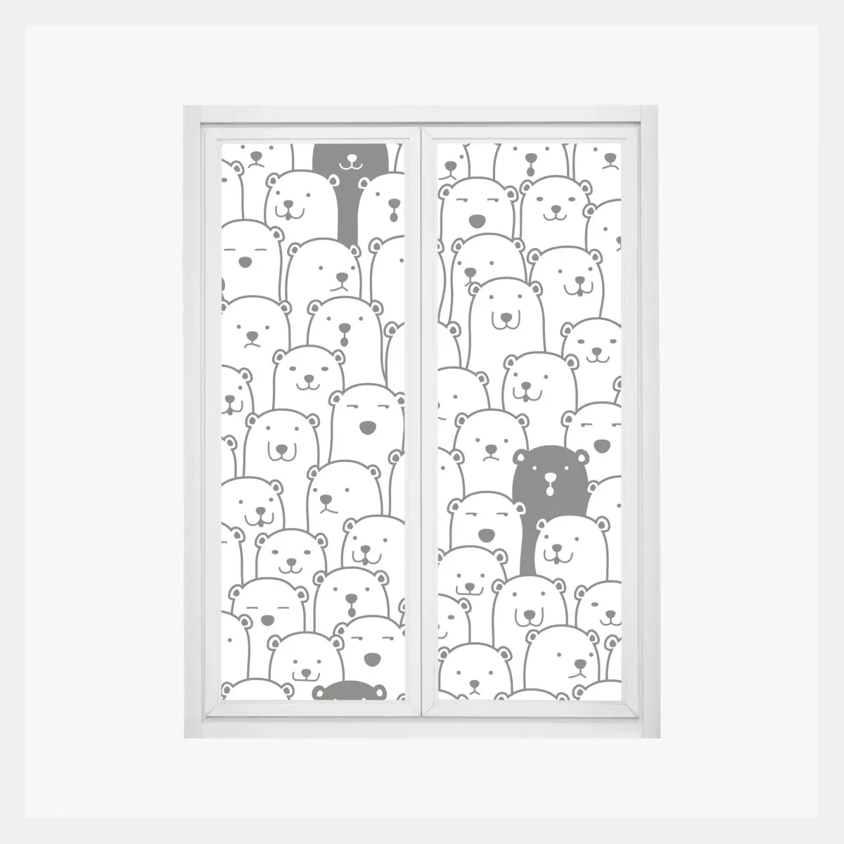 Adesivo per finestra motivo di orsi minimal in bianco e nero • Wallissimo®