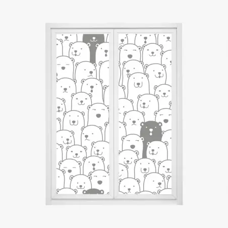 Adesivo per finestra motivo di orsi minimal in bianco e nero • Wallissimo®