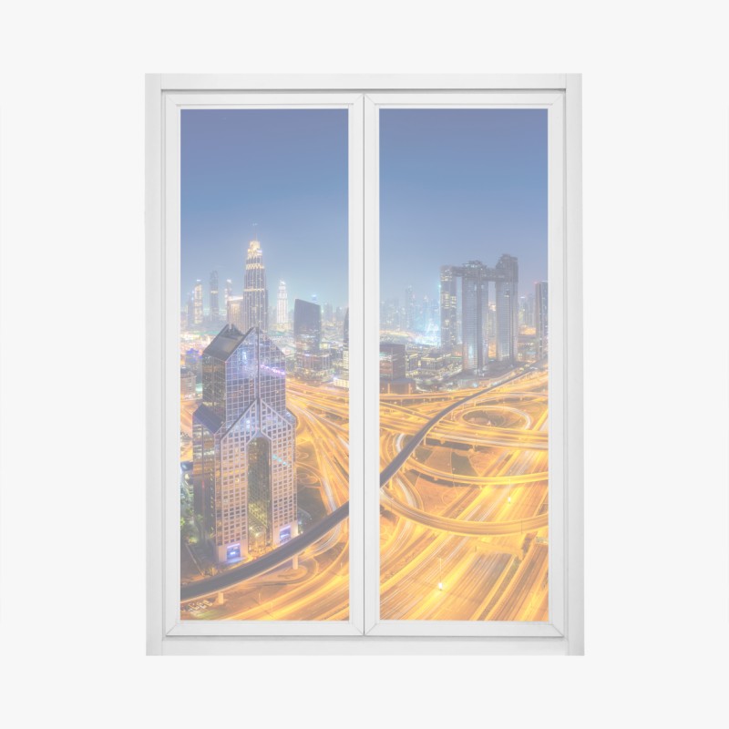 Adesivo per finestra panoramica notturna di Dubai