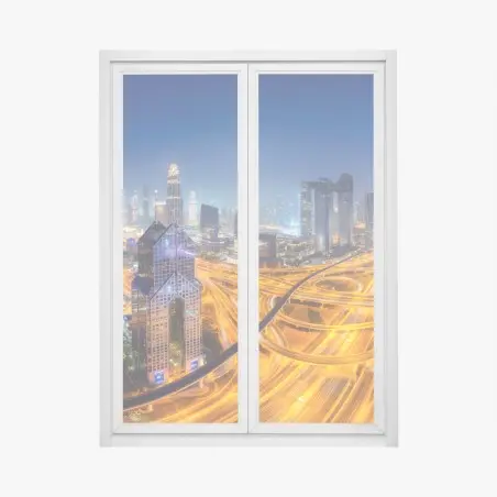 Adesivo per finestra panoramica notturna di Dubai • Wallissimo®