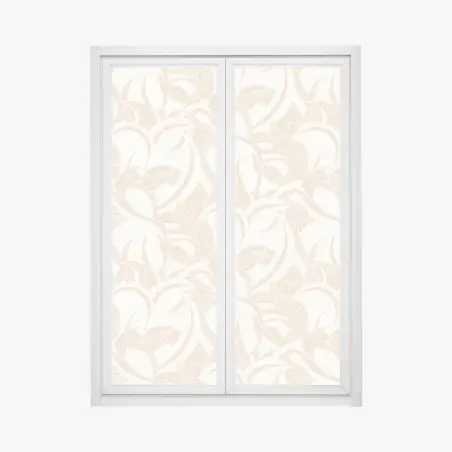 Adesivo per finestra motivo di foglie beige elegante • Wallissimo®
