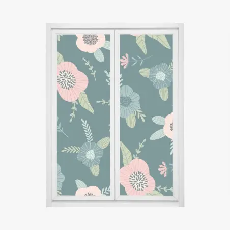 Adesivo per finestra motivo floreale elegante su sfondo verde scuro • Wallissimo®