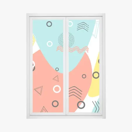 Adesivo per finestra motivo geometrico pop dai colori vivaci • Wallissimo®