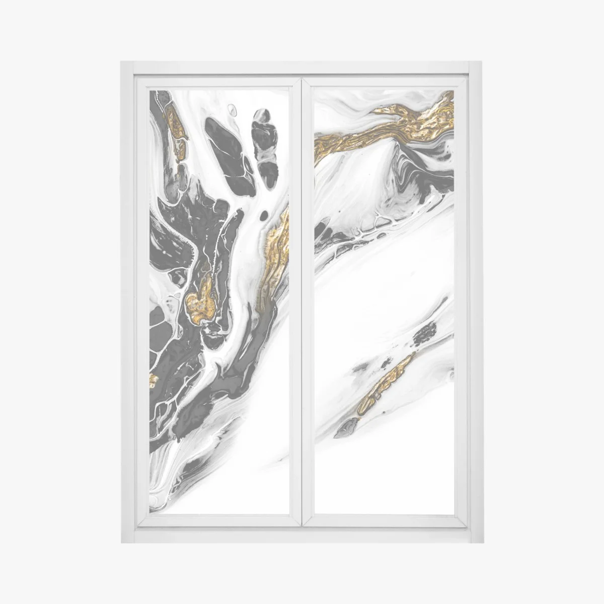 Adesivo per finestra marmo fluido nero e oro • Wallissimo® Adesivo per finestra marmo fluido nero e oro • Wallissimo®