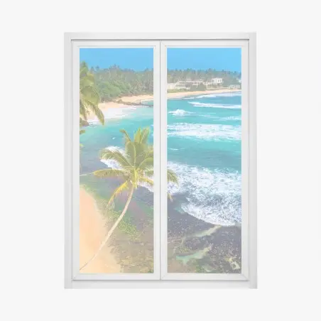 Adesivo per finestra paradiso tropicale sulla costa • Wallissimo®