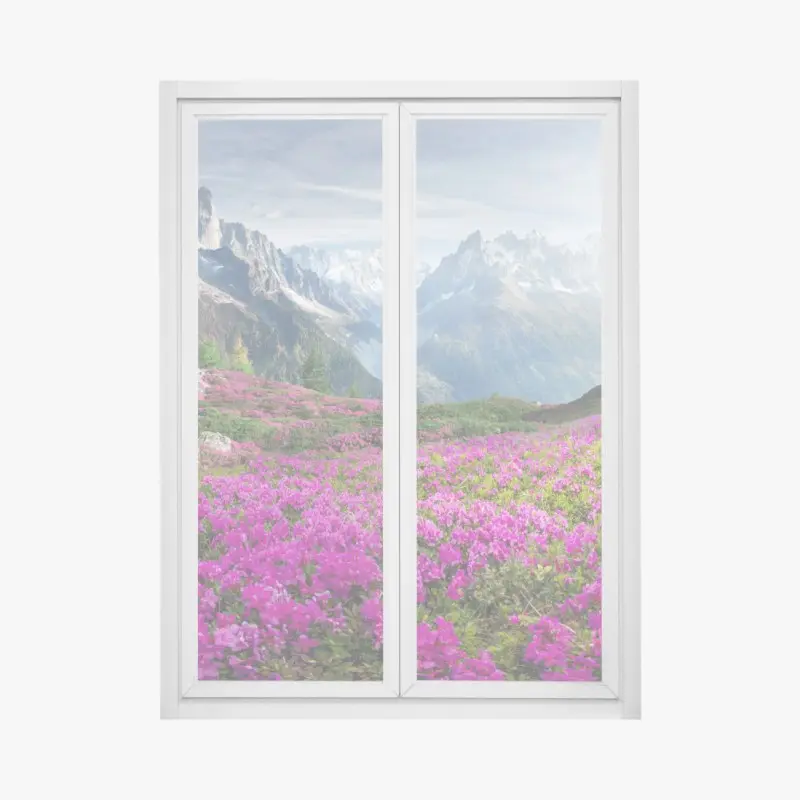 Adesivo per finestra fioritura di rododendri ai piedi del Monte Bianco