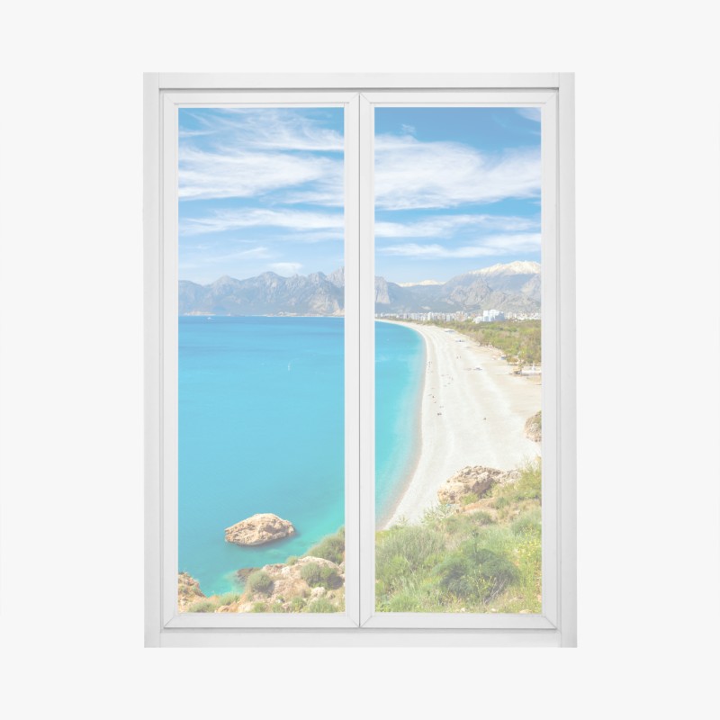Adesivo per finestra panorama della spiaggia di Konyaalti, Antalya