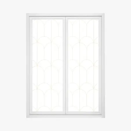 Adesivo per finestra motivo art déco oro su sfondo bianco • Wallissimo®