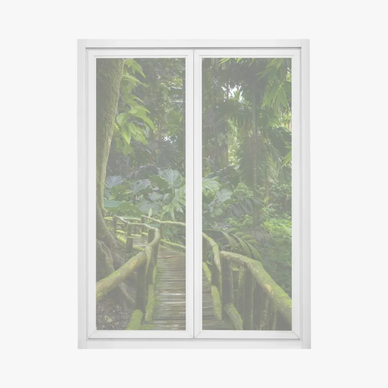 Adesivo per finestra passerella nella foresta pluviale lussureggiante