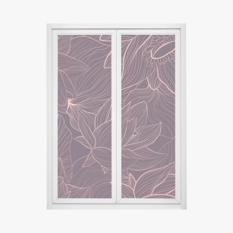 Adesivo per finestra motivo floreale lineare in rosa antico