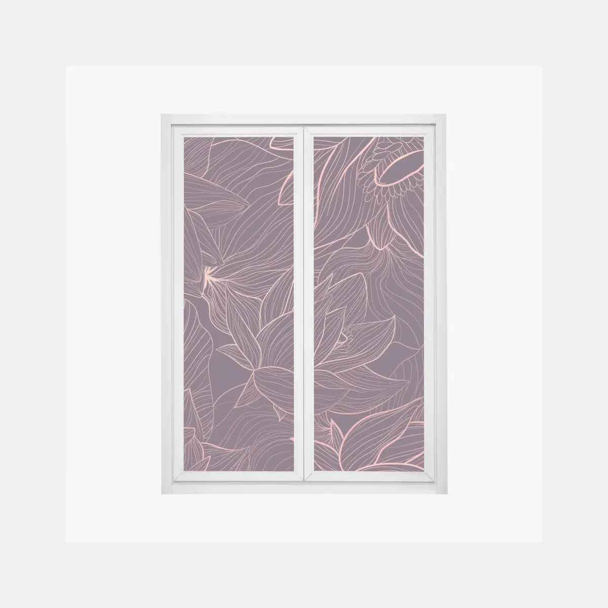 Adesivo per finestra motivo floreale lineare in rosa antico • Wallissimo®