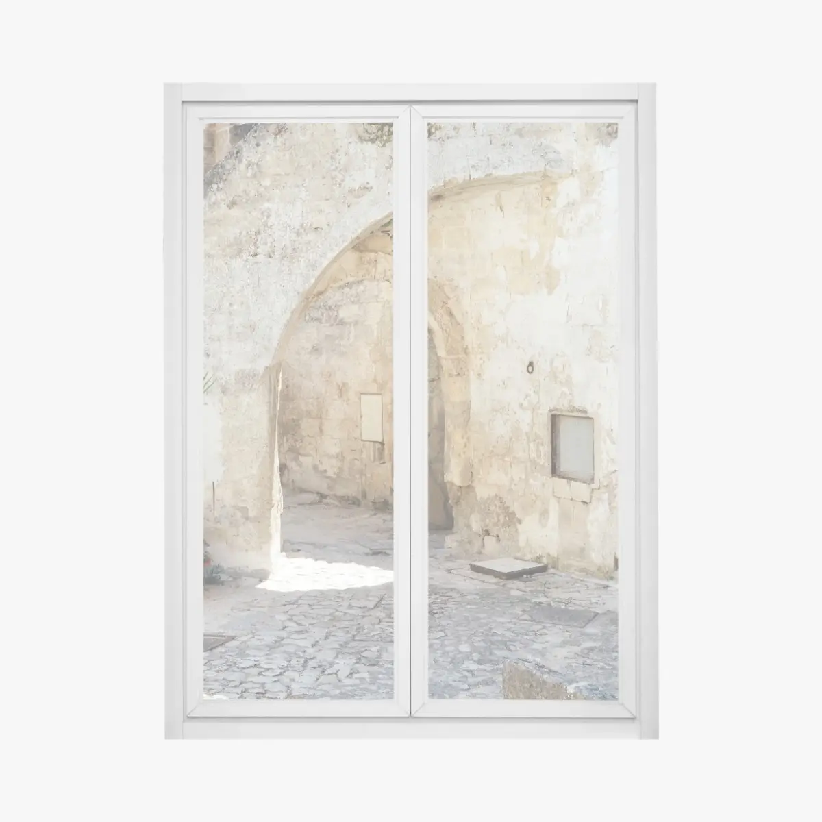 Adesivo per finestra angolo mediterraneo in pietra • Wallissimo®