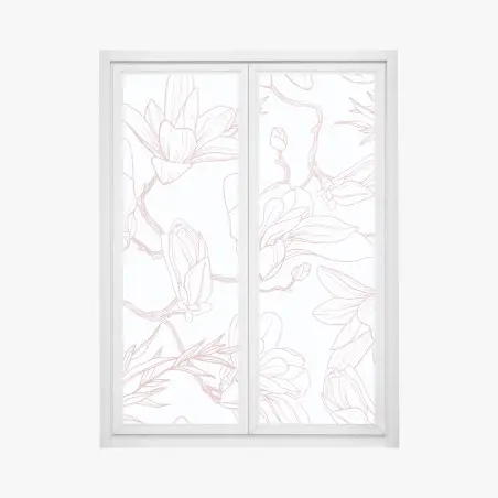 Adesivo per finestra motivo di magnolie su sfondo tenue • Wallissimo®