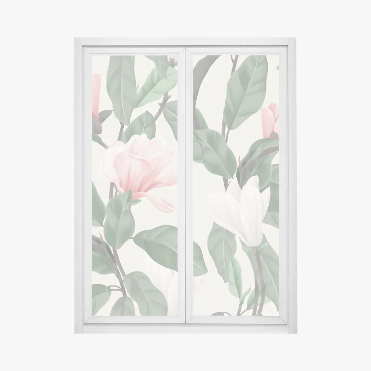 Adesivo per finestra motivo floreale di magnolia anice in toni pastello • Wallissimo®
