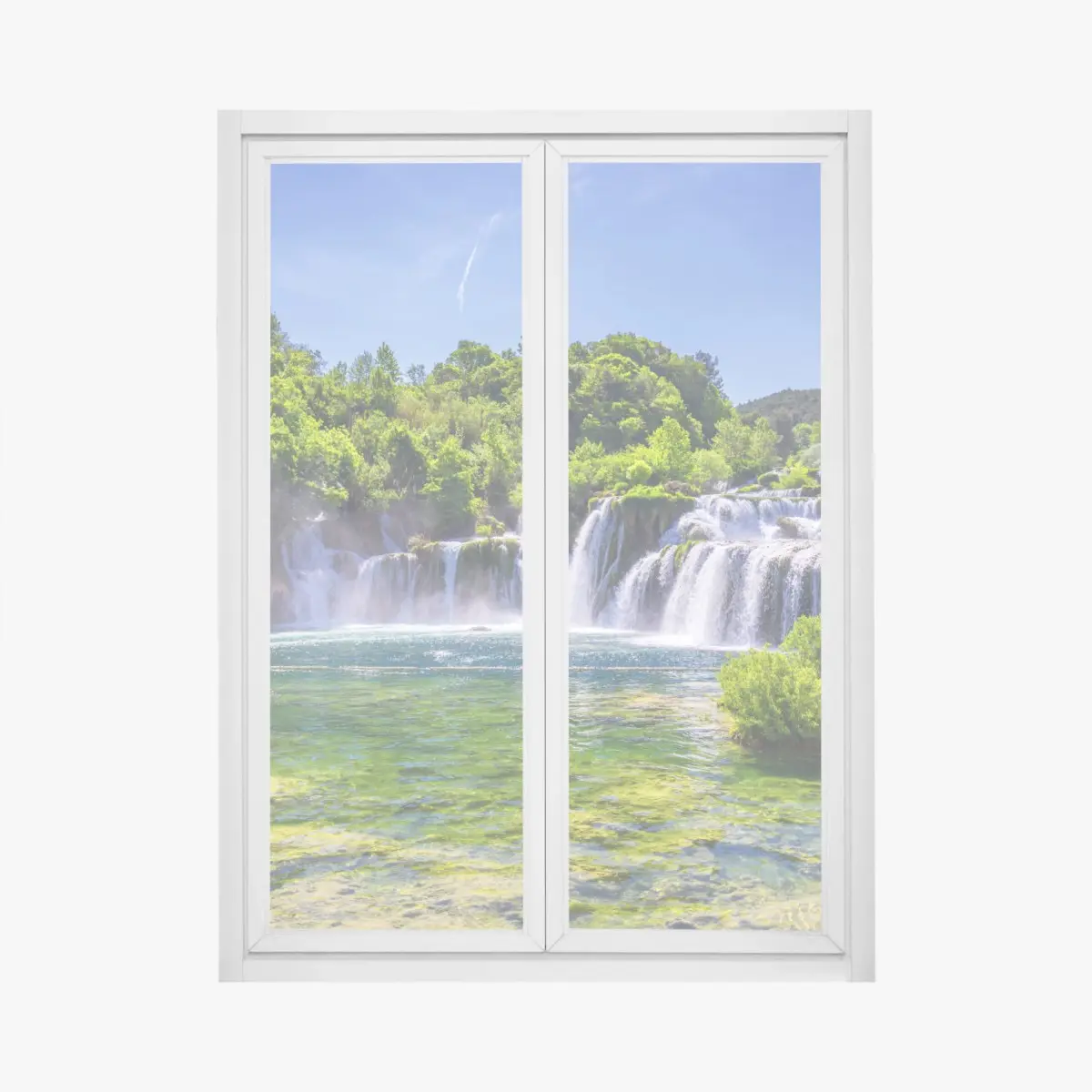 Adesivo per finestra paesaggio incantato di Skradinski Buk, cascata del parco nazionale Krka • Wallissimo®