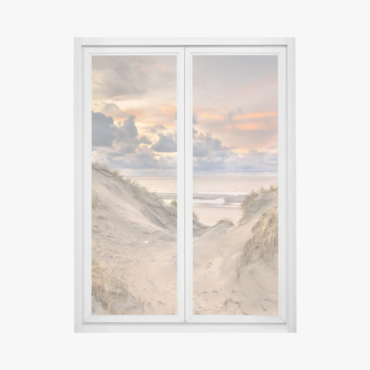 Adesivo per finestra tramonto sulle dune di Zeeland • Wallissimo®