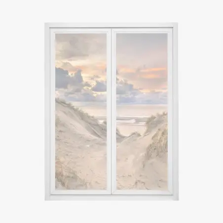 Adesivo per finestra tramonto sulle dune di Zeeland • Wallissimo®