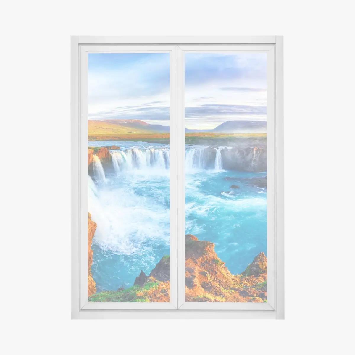 Adesivo per finestra cascata spettacolare di Godafoss, Islanda • Wallissimo®