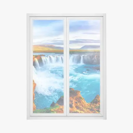 Adesivo per finestra cascata spettacolare di Godafoss, Islanda • Wallissimo®