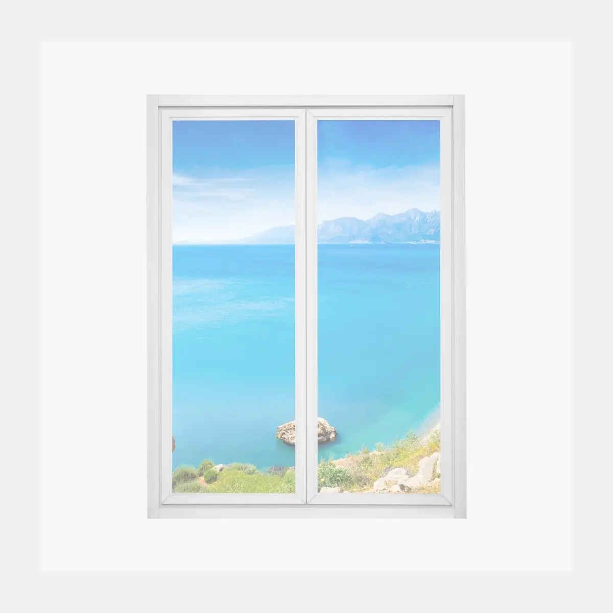 Adesivo per finestra vista panoramica costiera di Konyaalti, Antalya • Wallissimo®