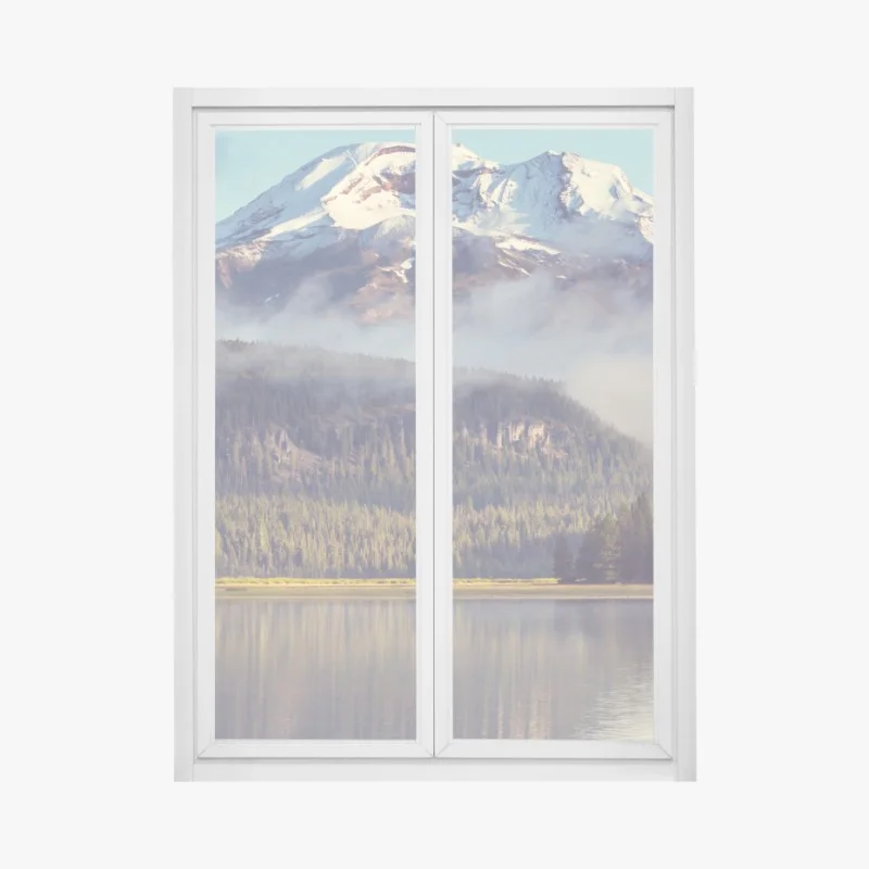 Adesivo per finestra riflessi mattutini sul lago di montagna, Oregon