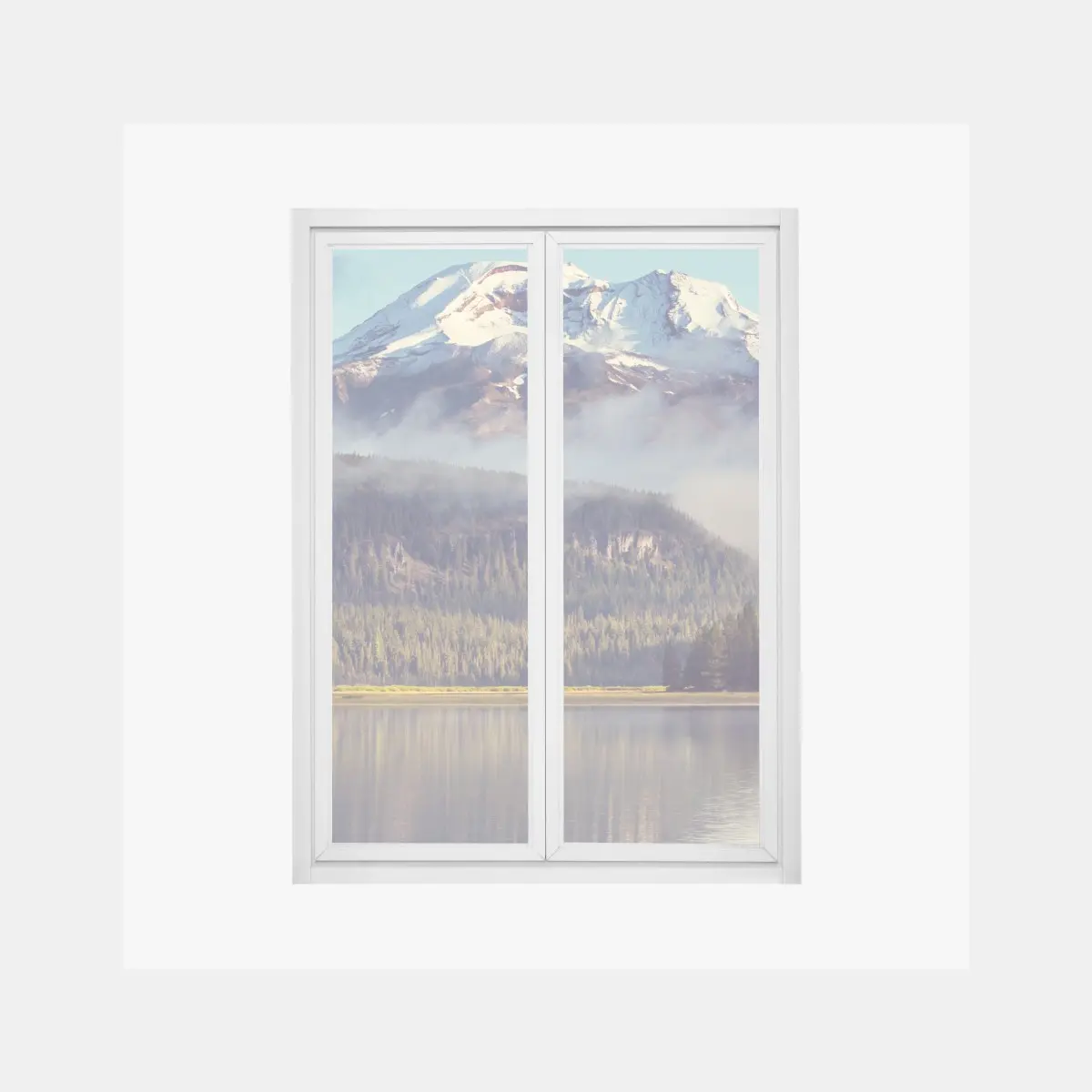 Adesivo per finestra riflessi mattutini sul lago di montagna, Oregon • Wallissimo®