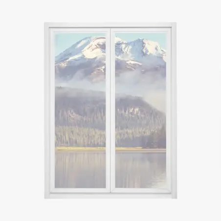 Adesivo per finestra riflessi mattutini sul lago di montagna, Oregon • Wallissimo®