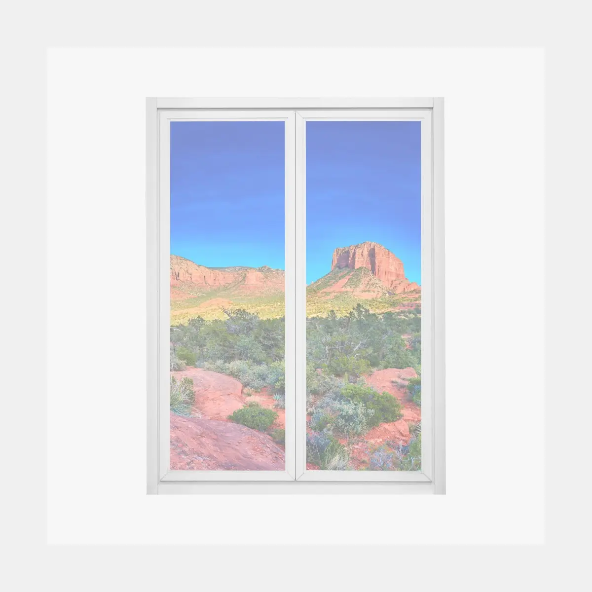 Adesivo per finestra panorama mozzafiato delle rocce rosse di Sedona, Arizona • Wallissimo®