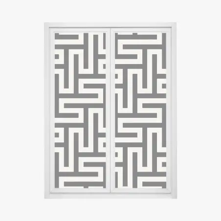 Adesivo per finestra labirinto geometrico in bianco e nero • Wallissimo®