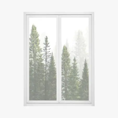Adesivo per finestra foresta di abeti su sfondo bianco • Wallissimo®